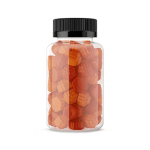 Melatonin gummy bottle with sleep support label