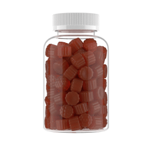 Probiotic gummy bottle labeled Bacillus Coagulans