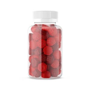 Omega-3 fish oil gummy supplements on a light background